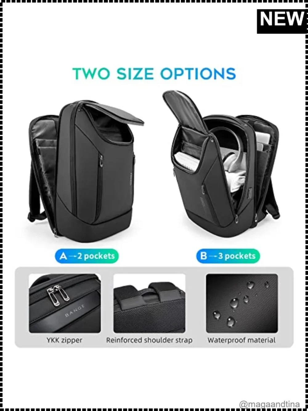 Waterproof Laptop Backpack 15.6 Inch USB Charging Port Travel Business